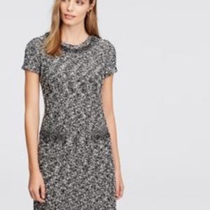 Ann Taylor black and white tweed fringe dress
